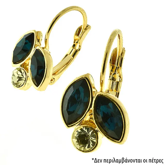 Σκουλαρίκι με Καστόνια για Swarovski - Yellow Gold - 2τεμ