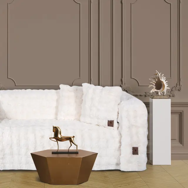 Ριχτάρι Διθέσιο 180x250 Velvet Premium Greenwich Polo Club 3936 Ivory 100% Πολυέστερ