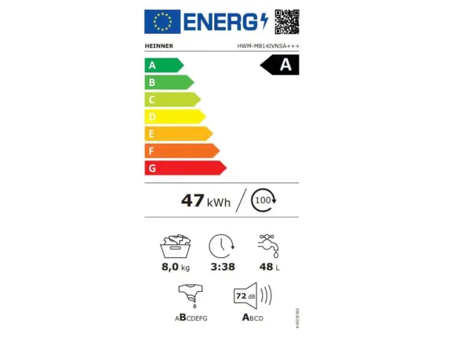 Πλυντήριο ρούχων Slim Heinner HWM-M814IVNSA+++ με χωρητικότητα 8kg, 1400rpm και ενεργειακή κλάση A HWM-M814IVNSA