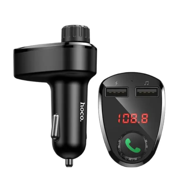 Hoco FM Transmitter Αυτοκινήτου με δυνατότητα σύνδεσης Bluetooth και USB Μαύρο DE24