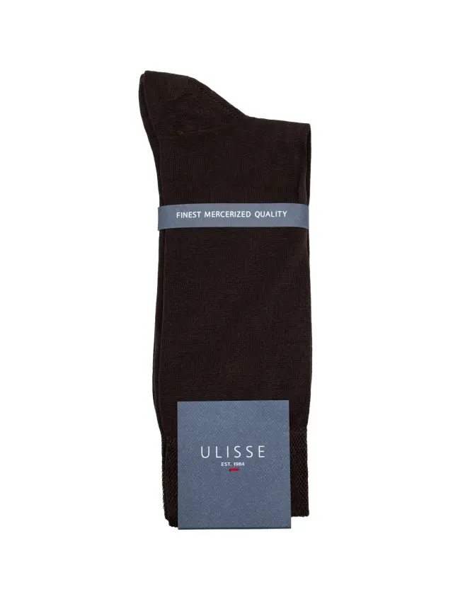 SC-M102-718 - Brown - SOCKS MEN ULISSE MERCERISED SOLID - O/S 41-46 2