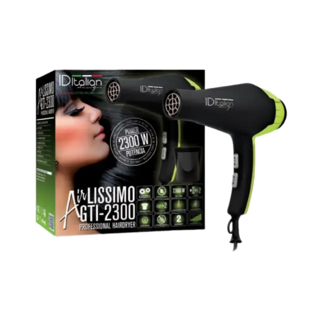 ID Italian Air Lissimo Hair Dryer GTI-2300 Goldstar Μαύρο-Χρυσό - Επαγγελματικό Σεσουάρ (Πιστολάκι για στέγνωμα μαλλιών) 2