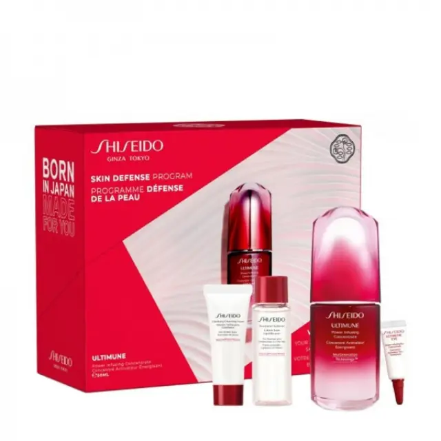 Shiseido Skin Defense Program Ultimune Power Infusing Concentrate Serum 50ml, Clarifying Cleansing Foam 15ml, Treatment Softener 30ml, Ultimune Power Infusing Eye Concentrate 3ml
