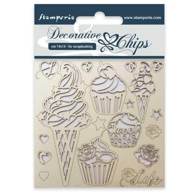 Διακοσμητικά Chipboard Stamperia - Ice cream 14x14cm - 1τεμ