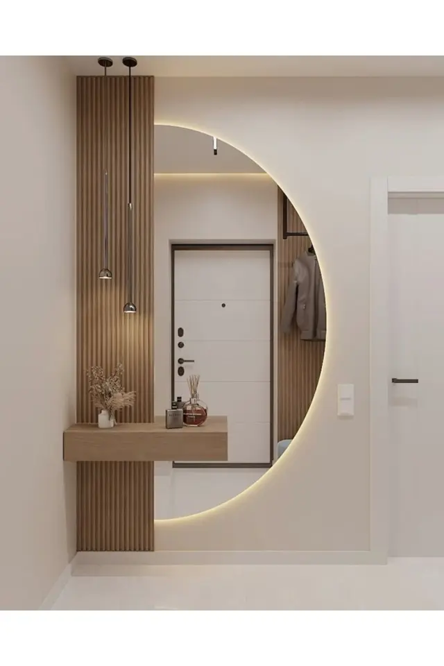 Stewehome Διακοσμητικός καθρέφτης τοίχου με LED φωτισμό και γεωμετρικό σχήμα 180x80 cm