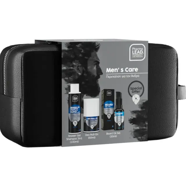 Pharmalead | Promo Men's Care Shower Gel Shampoo 3in1 Travel Size 100ml & Deo Roll-On 50ml & Beard Oil Gel 30ml & Νεσεσέρ