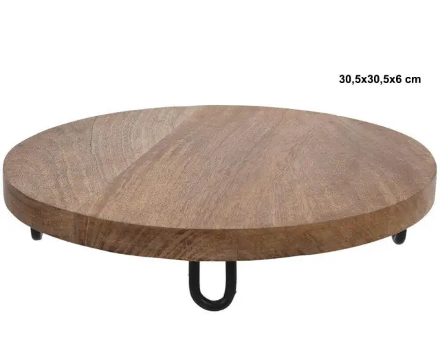 Δίσκος στρογγυλός από mango μεταλλικά ποδιά 29x29x6cm Zaros 22955 HE131 2