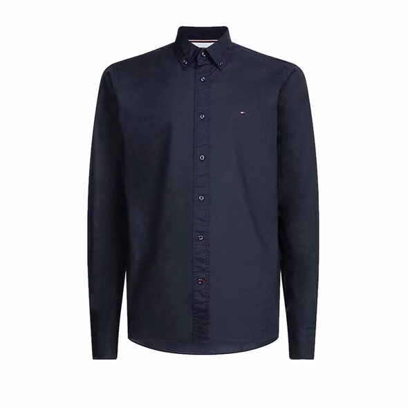 Tommy Hilfiger Aνδρικό Σκούρο Μπλέ Ποπλίνα πουκάμισο FLEX POPLIN Μπλε Σκούρο - L