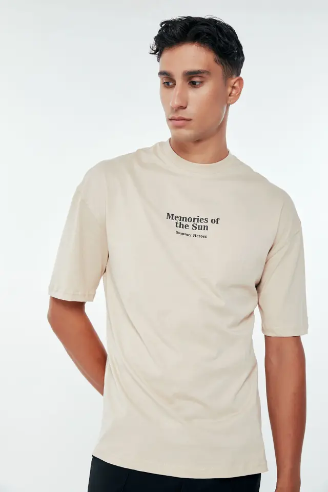 T-Shirt Βαμβακερό Memories Μπεζ