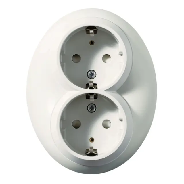 Renova - double socket outlet - 2P + E - 16 A - 250 V AC - white