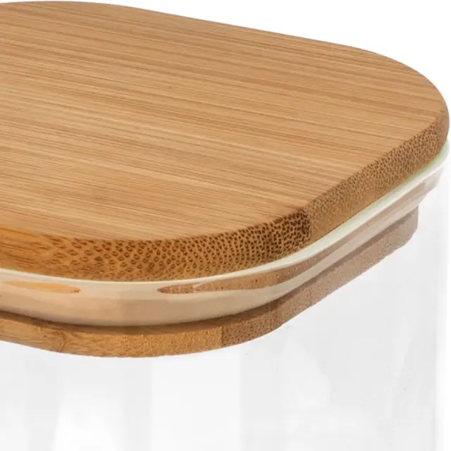 Δοχείο Αποθήκευσης Essentials Γυάλινο Με Καπάκι 550ml Bamboo Estia 01-12922 2