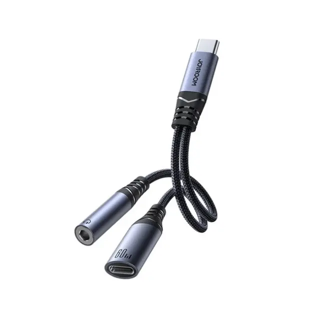 Joyroom SY-C02 2in1 DAC Adapter USB-C to USB-C / 3.5mm mini jack Black