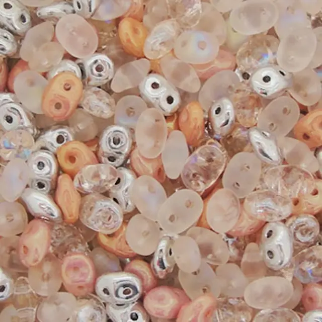 Χάντρα Superduo - Mix Barely Pink - 2.5x5mm ~10gr