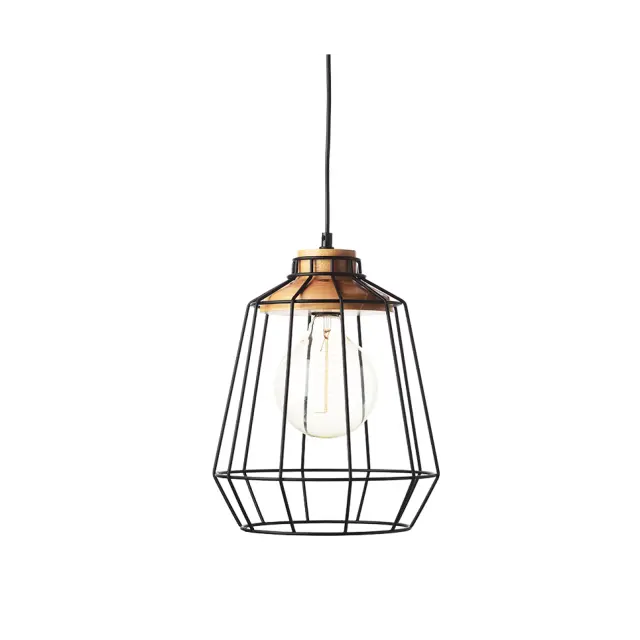 AcaLight Offer NETTO ΦΩΤΙΣΤΙΚΟ ΚΡΕΜΑΣΤΟ ΜΑΥΡΟ ΞΥΛΙΝΟ ΣΥΜΒΑΤΙΚΟ 1ΧΕ27 IP20 Φ100Χ236mm