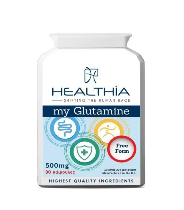 HEALTHIA My Glutamine 500mg, Συμπλήρωμα Διατροφής με Αμινοξύ Γλουταμίνη, 90 caps