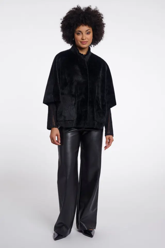 RINO & PELLE “DEWI” FAUX FUR CAPE (7002611-BLACK) - 42 3