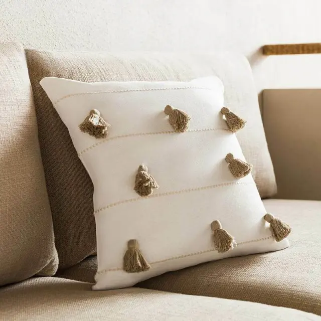 Μαξιλαροθήκη 43x43cm GOFIS HOME POMY ΜΠΕΖ 188/ 06