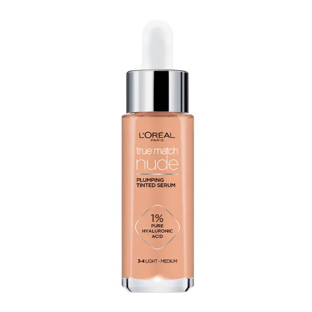 L'Oréal Paris True Match Nude Tinted Serum Foundation Ενυδατικό Serum Μακιγιάζ με Υαλουρονικό Οξύ 30ml - 3-4 Light Medium