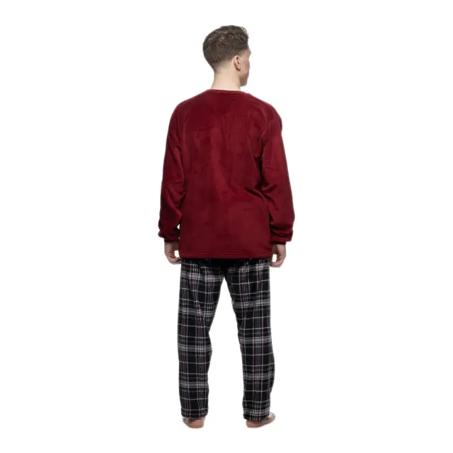 Galaxy Ανδρική Πυτζάμα Fleece New York, Χρώμα Μπορντό 2