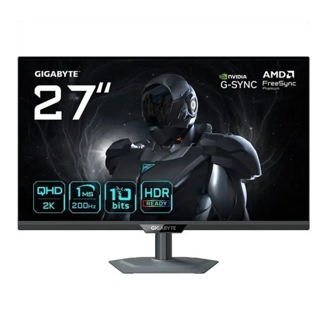 GIGABYTE G27Q2 27” 2K QHD Gaming Monitor - 2560 x 1440, 200Hz, 1ms, 350 cd/m², G-Sync Compatible, FreeSync Premium, HDR10, HDMI 2.0, Displayport 1.4