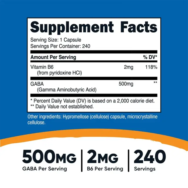 Nutricost GABA + B6 500 mg 2
