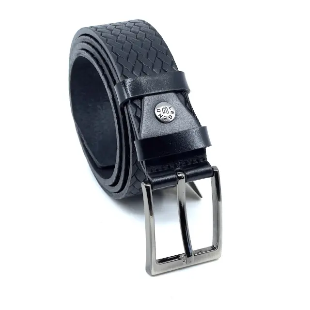 Μαύρη Δερμάτινη Ζώνη Full Grain 3,5 cm 2