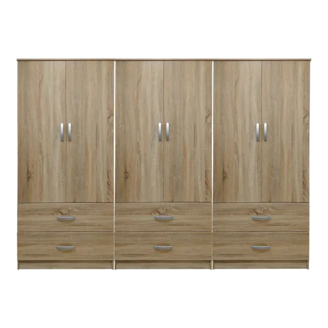 Ντουλάπα εξάφυλλη με συρτάρια Athos pakoworld sonoma 240x42x180εκ 3