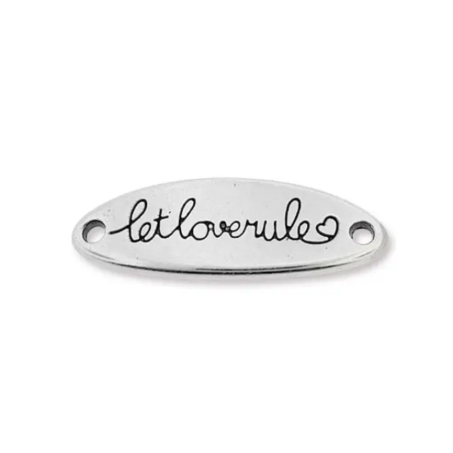 Σύνδεσμος "Let Love Rule" 35x12mm - Antique Silver - 1τεμ