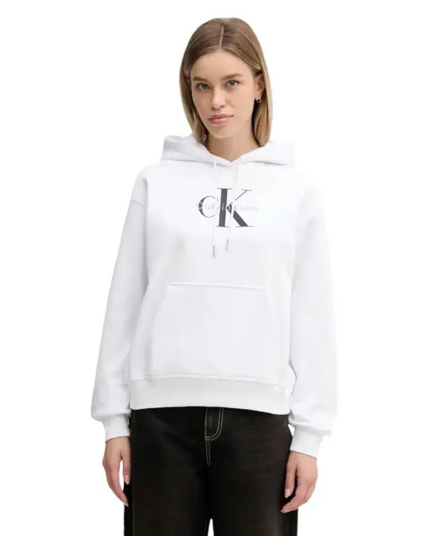 Calvin Klein - Γυναικείο Φούτερ Cotton Terry Logo Hoodie LV047E221G-YAA Λευκό - L