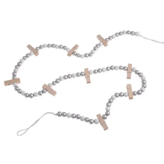 Γιρλάντα με χάντρες και μανταλάκια 130cm, silver