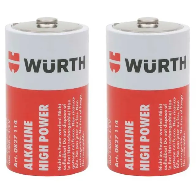 ΑΛΚΑΛΙΚΕΣ ΜΠΑΤΑΡΙΕΣ 1.5V D WURTH 2ΤΕΜ 0827114
