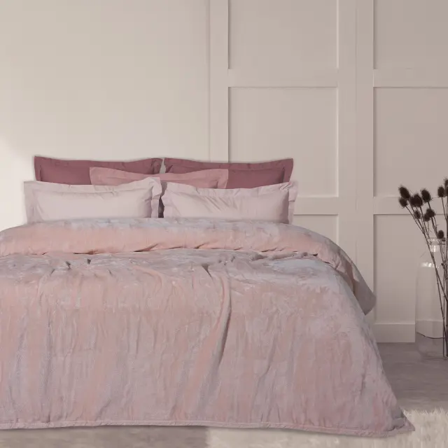 Κουβέρτα 160x220 Μονή Velour 350gsm Das Home 1346 Ροζ 100% Πολυέστερ