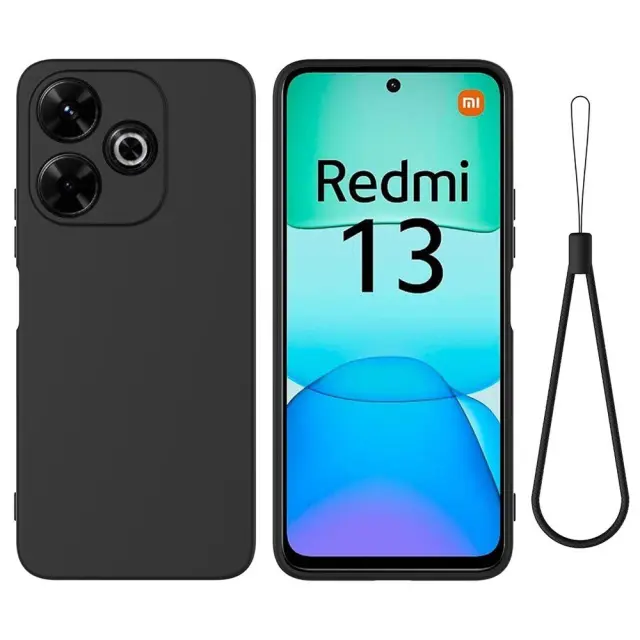 Θήκη με Strap Καρπού για Redmi 13 5G/Poco M6 4G-Black OEM