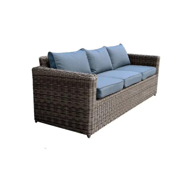 Καναπές 3θέσιος ARIZONA Αλουμίνιο/Wicker Καφέ (Γκρι) 195x77x73cm