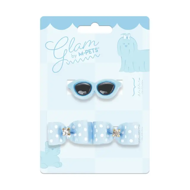 M-PETS GLAM Αξεσουάρ Τριχώματος για Σκύλους & Γάτες Clip & Λαστιχάκια Μπλε 3.5x1.2x1cm