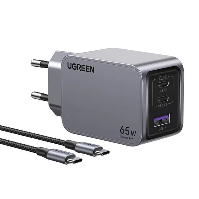 Ugreen Nexode Pro 3-Port GaN Fast Charger 65W X755 Gray (25871)