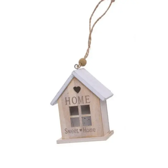 Σπιτάκι ξύλινο κρεμαστό Sweet Home, natural, 9cm