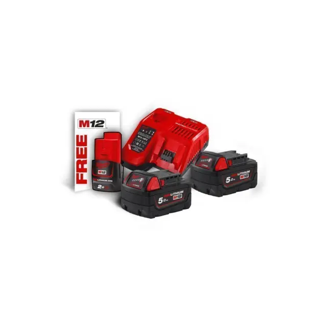 Milwaukee 4933459217 - SET 2 x M18 B5 Μπαταρίες & Φορτιστή M18 NRG-502 MW + M12™ B2 2.0 Ah Μπαταρία ΔΩΡΟ 2