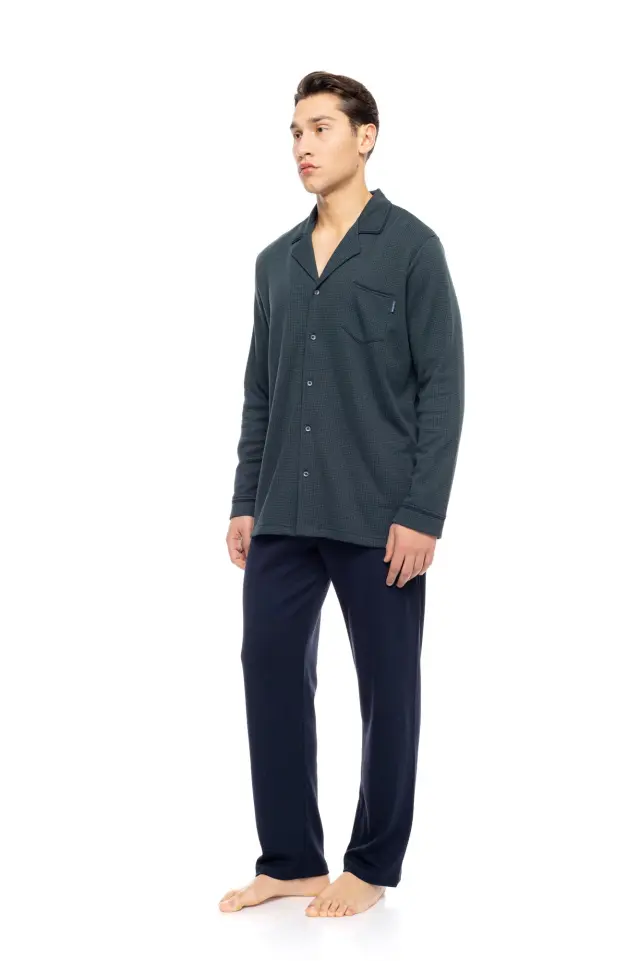 W-M760 - Type - PYJAMA BUTTONED JACQUARD FOREST GREEN 2