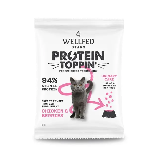 WellFed Freeze Dried Protein Toppin Συμπλήρωμα Διατροφής Γάτας με Κοτόπουλο & Μούρα 6gr