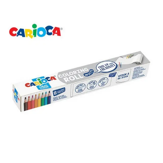 Ξυλομπογιές Carioca 8 τεμάχια & Ρολό Ζωγραφικής 198x30cm Λευκό 42980