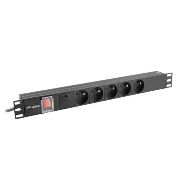 Lanberg PDU 19" 1U 16A 2m 5x French Outlets Black (PDU-05E-0200-BK)