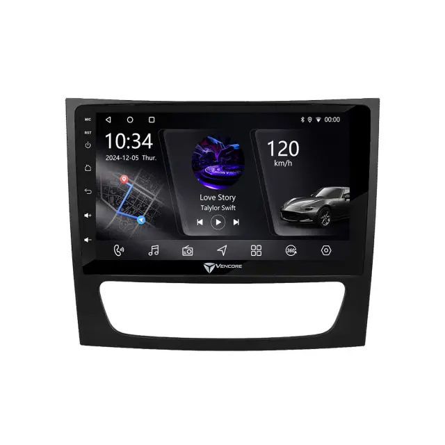 VenCore Οθόνη Multimedia Android 15 9" PX5S Octa-Core 2GB/32GB IPS με Πρόσοψη, CarPlay, Android Auto και Υποστήριξη Κάμερας 360° για Mercedes CLS Class C219 2004-2010 – Μαύρη (3236-10005-0760B1) 2