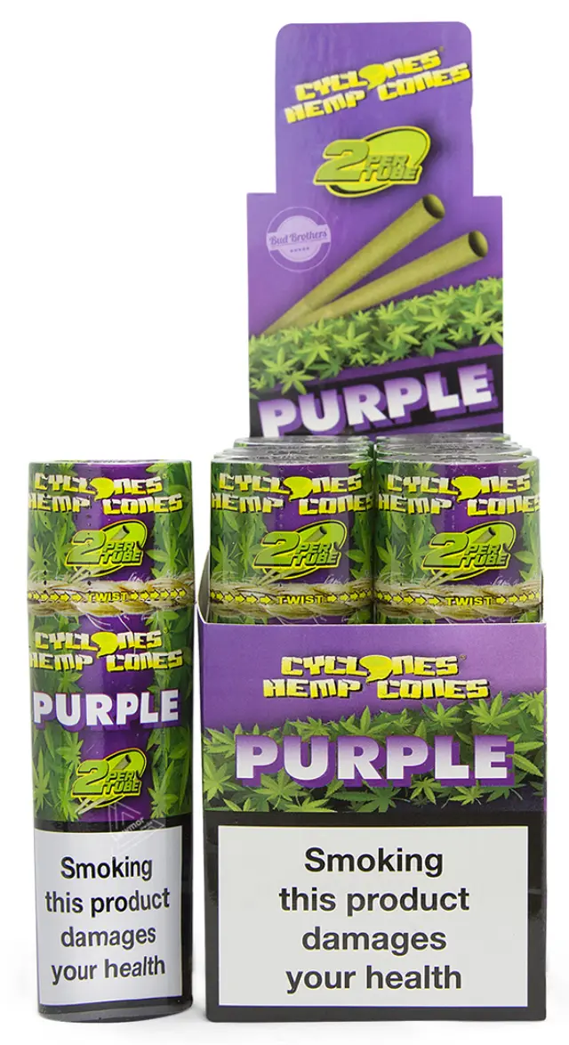 Πουρόφυλλα Cyclones Hemp Cones Γεύση PURPLE (Σταφύλι) με Χάρτινη Τζιβάνα 2