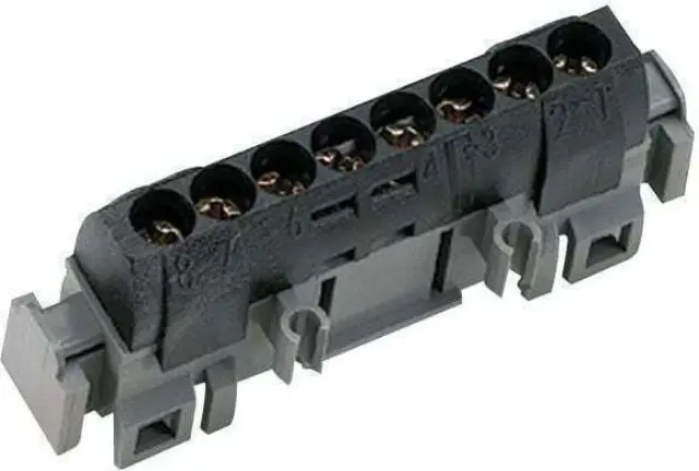 IP 2X terminal block - phase (black) - 8 x 1.5 to 16² - L. 75 mm