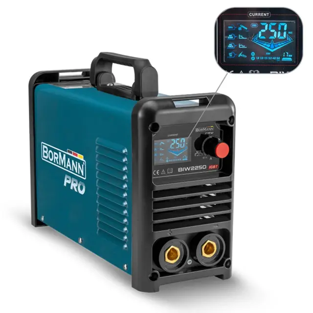 Bormann Pro BIW2250 - Ηλεκτροκόλληση Inverter Απόδοση 250Α/60%, Ψηφ.Οθόνης, Μεγ.Ηλεκτρόδιο 5mm (061984)