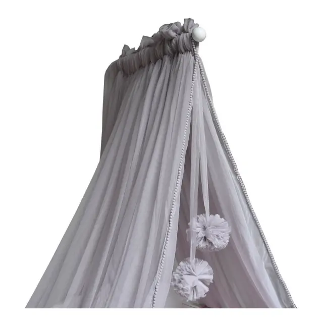 Κουνουπιέρα κρεβατιού με pom-pom Bebe Stars Grey 603-186