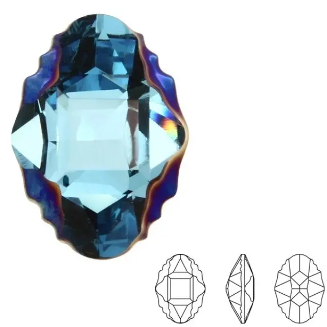 Swarovski 4926 Oval Tribe Fancy Stone Aquamarine & Metallic Blue 10x14mm - 1τεμ