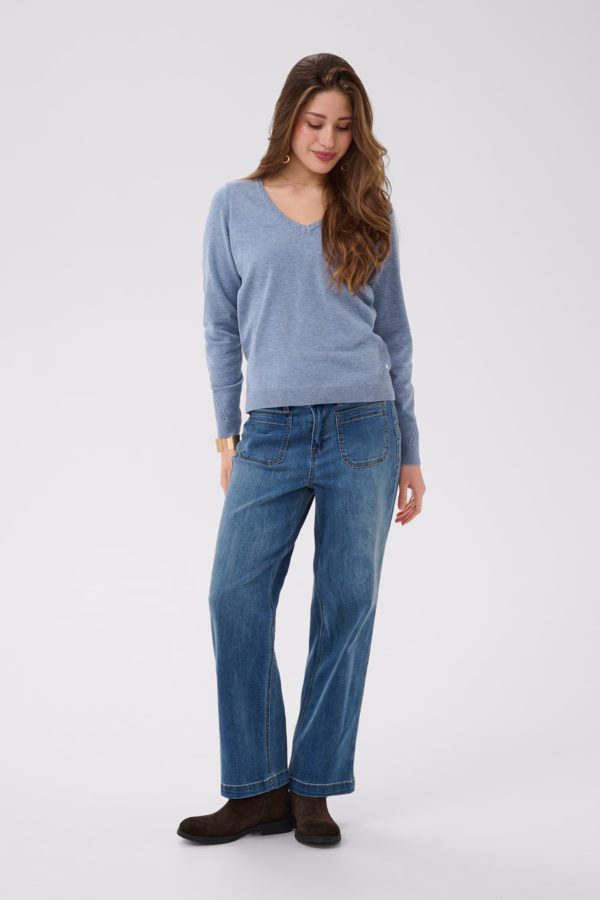 Cream CRDela Knit Γυναικεία Πλεκτή Γαλάζια Μπλούζα Γαλάζιο - M 2