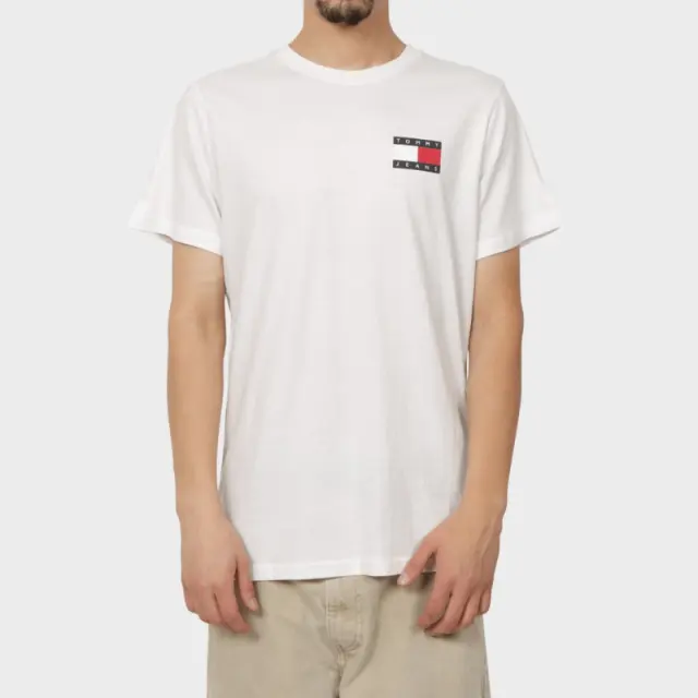 Tommy Hilfiger - Ανδρικό T-shirt Th Essential Flag Tee Regular Fit DM0DM20740-YBR Λευκό - 2XL